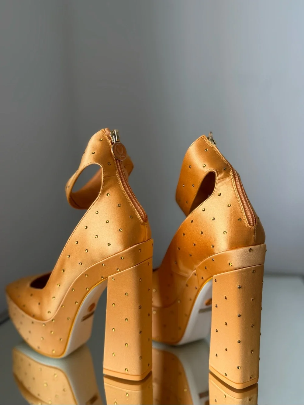 New Jimmy CHOO Sailor Moon Venus Platform 140 Orange Platform Pumps Crystals